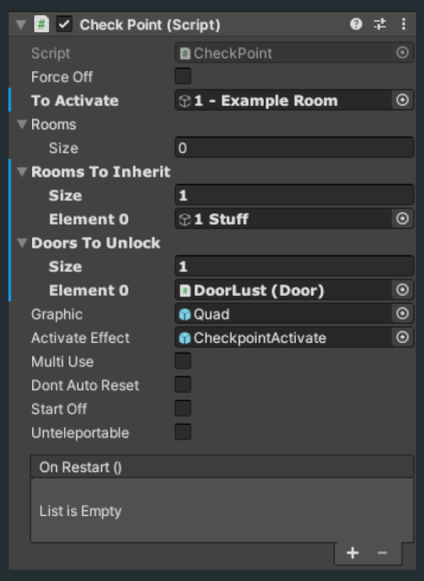 checkpoint settings